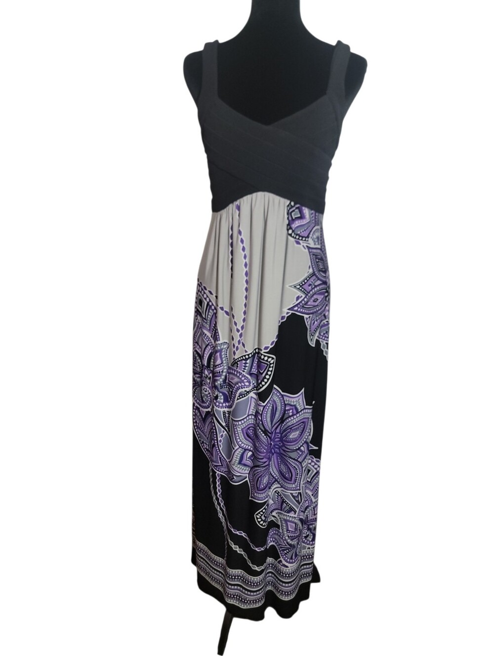 Saint Tropez West women's floral paisley print sleeveless maxi dress size 8